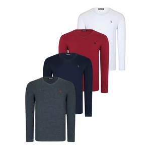 QUADRUPLE SET T8587 DEWBERRY V-NECK MEN'S SWEATSHIRT-ANTHRACITE-NAVY-WHITE-BURGUNDY