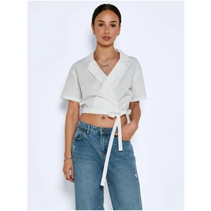 White Wrap Cropped Blouse Noisy May Loone - Women