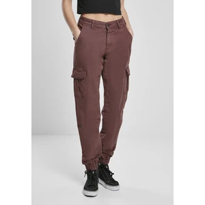 Ladies High Waist Cargo Pants Cherry