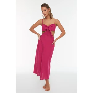 Trendyol Fuchsia Cut-Out Tie Detailed Beach Dress