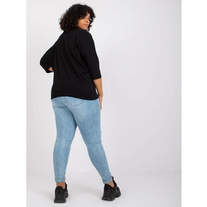 Black loose plus size blouse made of Ronnie cotton