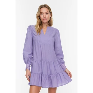 Trendyol Lilac Cuff Detailed Woven Beach Dress