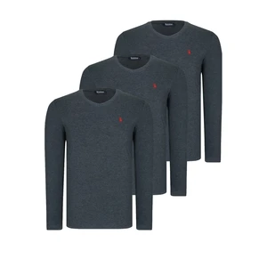 TRIPLE SET T8587 DEWBERRY V COLLAR MEN'S SWEATSHIRT-ANTHRACITE-ANTHRACITE-ANTHRACITE