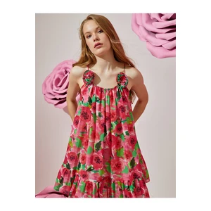 Koton Rachel Araz X - Floral Print Slim Straps Dress