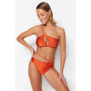 Trendyol Cinnamon Accessory High Waist Bikini Bottoms with Normal Legs