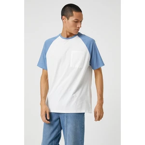 Koton Pocket Detailed T-Shirt. Raglan Sleeve Crew Neck Short Sleeved.