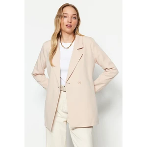 Trendyol Cream Woven Lined One-Button Jacket with Back Detail