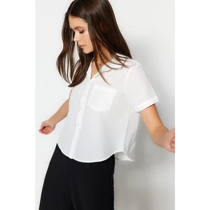 Trendyol Ecru Short Sleeve Woven Shirt