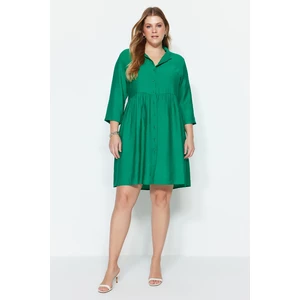 Trendyol Curve Green Woven Elastic Waist Dress
