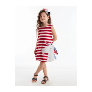 Denokids Red and White Striped Unicorn Dress