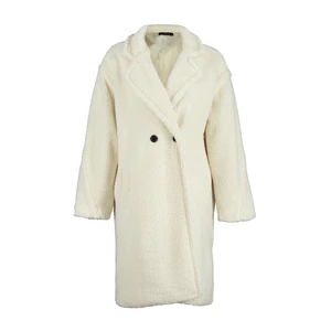 Trendyol Oversize Ecru Wide-Cut Long Plush Coat