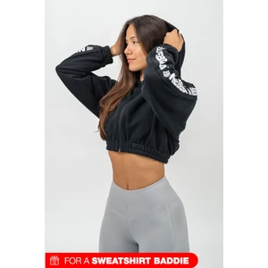 Nebbia Cropped Zip-Up Hoodie Iconic Black XS Fitness mikina