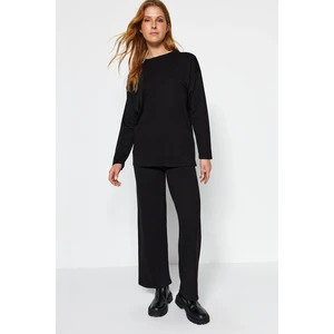 Trendyol Black Basic Knitwear Top-Upper Suit with Crew-neck Pants and Trousers