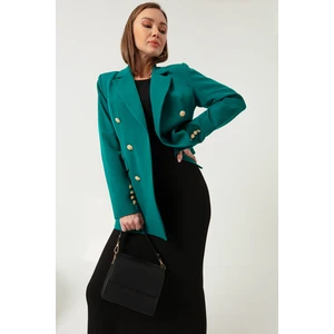 Lafaba Women's Green Gold Buttoned Jacket