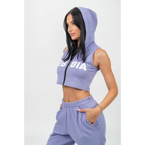 Nebbia Sleeveless Zip-Up Hoodie Muscle Mommy Light Purple L Fitness mikina