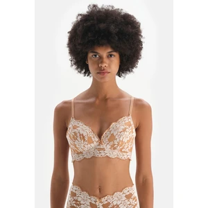 Dagi Brown Mesh Detail Unfilled Underwire Lace Bra.