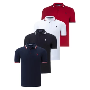 QUAD SET T8594 DEWBERRY MENS T-SHIRT-BLACK-WHITE-NAVY BLUE-BURGUNDY