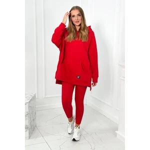 Cotton set insulated sweatshirt + leggings red