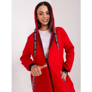 Red long sweatshirt with zipper