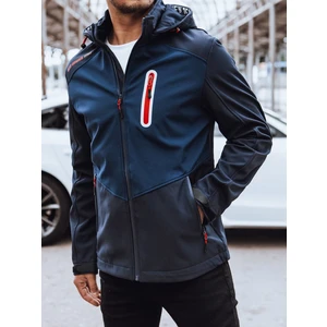 Men's softshell jacket with print, dark blue Dstreet