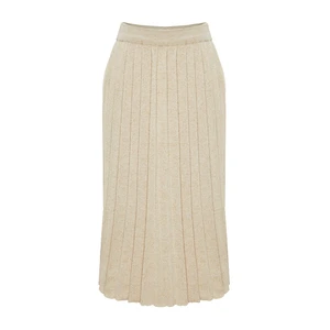 Trendyol Stone Glitter Pleated Knitwear Skirt