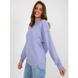 Light purple loose hoodie without hood with slits