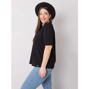 Women's black plus size cotton t-shirt