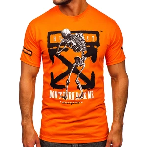 Oranžové pánske tričko s potlačou Bolf 14485