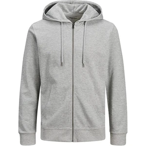 Jack&Jones PLUS Pánska mikina JJEBASIC SWEAT ZIP 12182493 Light Grey Melange 5XL