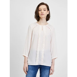 Cream Blouse with Three-Quarter Sleeve CAMAIEU - Women