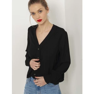 Black Blouse with Clamshell Neckline CAMAIEU - Women