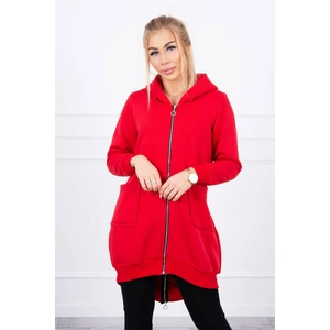 Insulated sweatshirt with a zipper at the back red