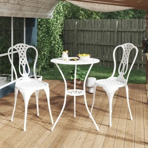 Záhradný bistro set 3 ks liaty hliník Dekorhome Biela,Záhradný bistro set 3 ks liaty hliník Dekorhome Biela