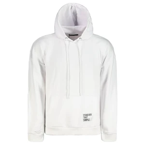 Trendyol White Men's Hoodie Oversize Slogan Label Sweatshirt