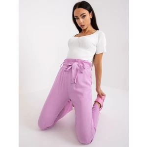 Purple high waisted fabric trousers