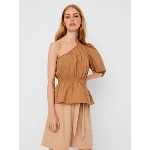 Brown asymmetrical blouse AWARE by VERO MODA Olene - Women