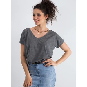 Dark gray V-neck melange t-shirt