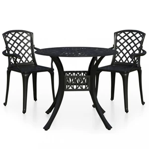 Záhradný bistro set 3 ks liaty hliník Dekorhome Čierna,Záhradný bistro set 3 ks liaty hliník Dekorhome Čierna