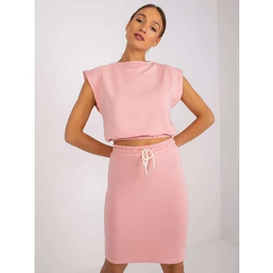 Dusty pink two-piece sweatshirt set with Ursula skirt