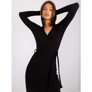 Black ribbed dress with a hood by Sabina