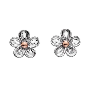 Hot Diamonds Strieborné kvietkové náušnice s diamantmi Forget me not DE618