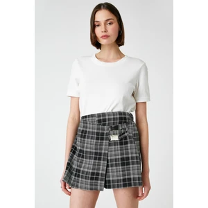 Koton Women's Black Plaid Shorts & Bermuda