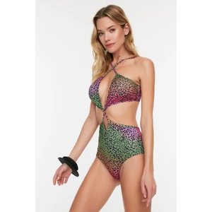 Trendyol Animal Patterned Cut Out Detailed Swimsuit