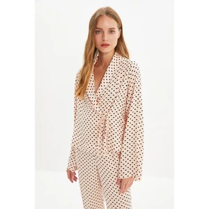 Trendyol Powder Heart Pattern Woven Viscose Pajamas Set