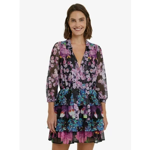 Purple Floral Dress Desigual Vest Olimpia - Women