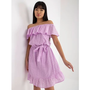 Light purple openwork Spanish dress with ruffle