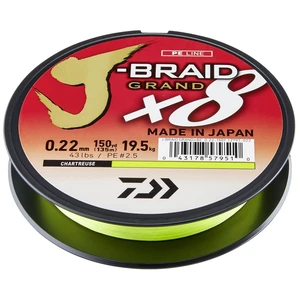 Daiwa splétaná šňůra j-braid grand x8e žlutá 270 m - 0,18 mm 12,5 kg