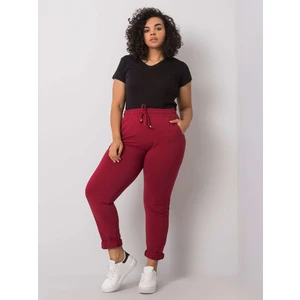 Plus size burgundy cotton sweatpants