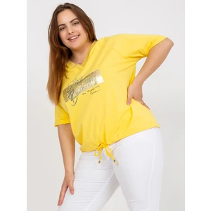 Yellow oversized blouse for everyday wear with V-neck