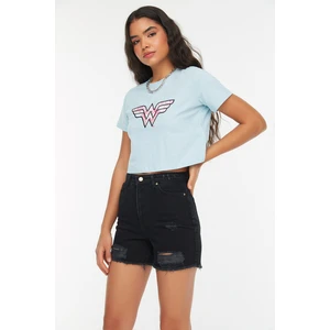 Trendyol Black Ripped Denim Shorts